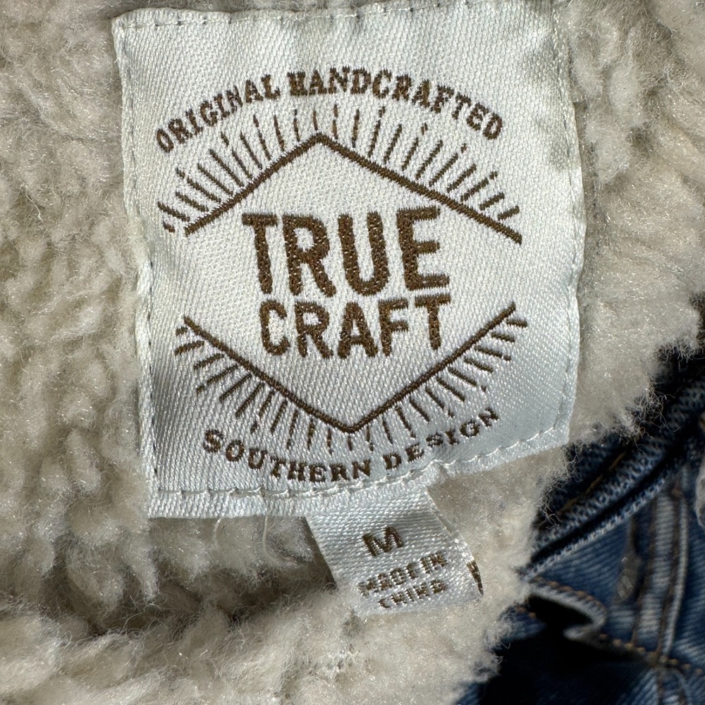 True Craft Sherpa Lined Denim Jean Trucker Men's Sz M Jacket Long Sleeve - Picture 9 of 9